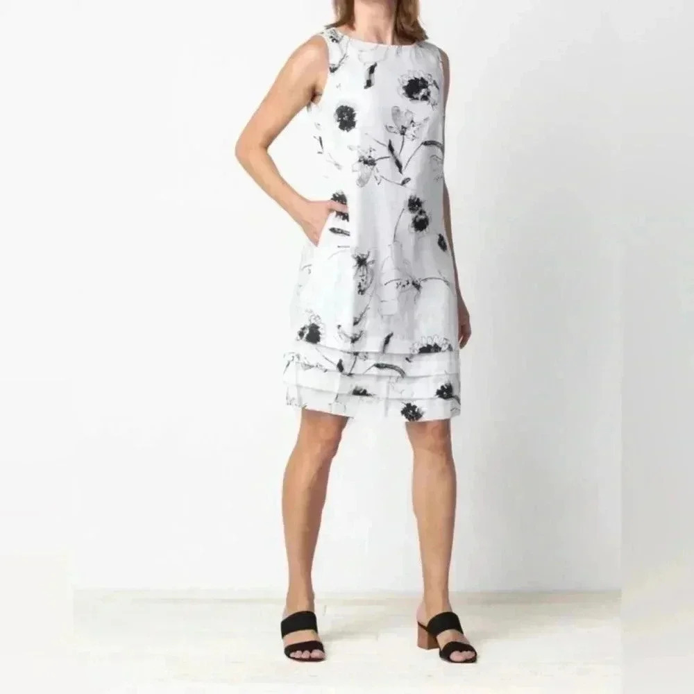 Habitat Sketched Floral Pocket Dress White Size M